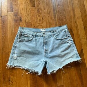 Agolde Light Wash Distressed Denim Cutoff Shorts